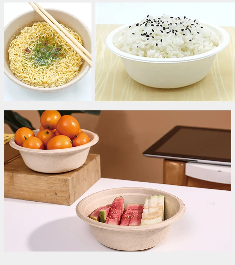 中国批发定制标志32盎司一次性环保甘蔗渣沙拉纸汤碗