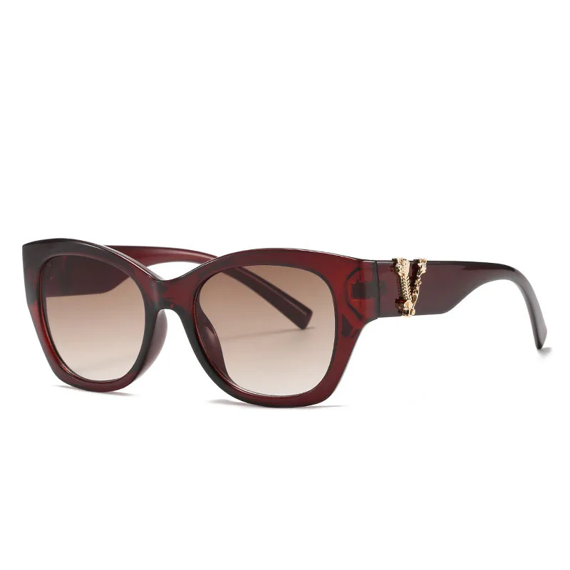 

Custom Unisex Brand Designer Fashion Brown Small Square Sunglasses Vintage Withe Rectangle Sunglasses