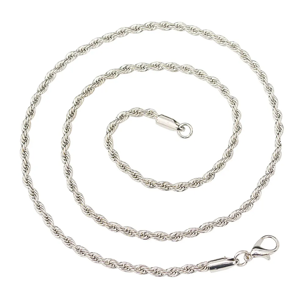 

2020 Latest High Quality Hip Hop 3mm Iron Rope Chain Necklace Silver Plated Twist Chain for Men Women Wholesale Price