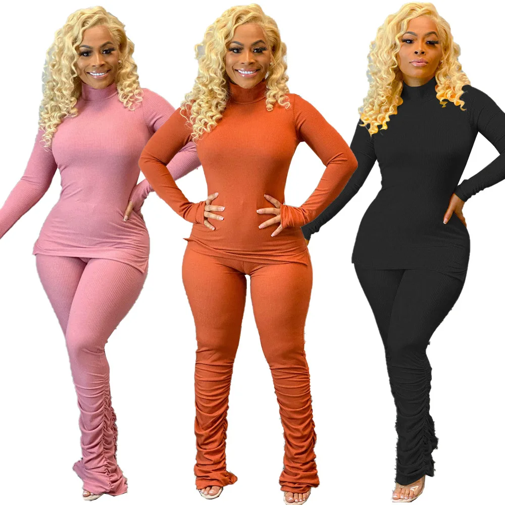 

2021 Women Suits Two Piece Sets Pencil Pants Long Sleeve Velour Tracksuit Leggings 2 Piece Set For Girls