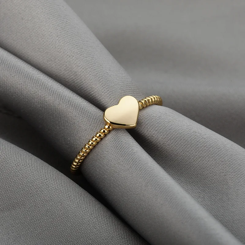 

Minimalist Dainty 18k Gold Heart Filled Ring Stacking Tiny Ring Delicate Rings jewelry, Gold/platinum
