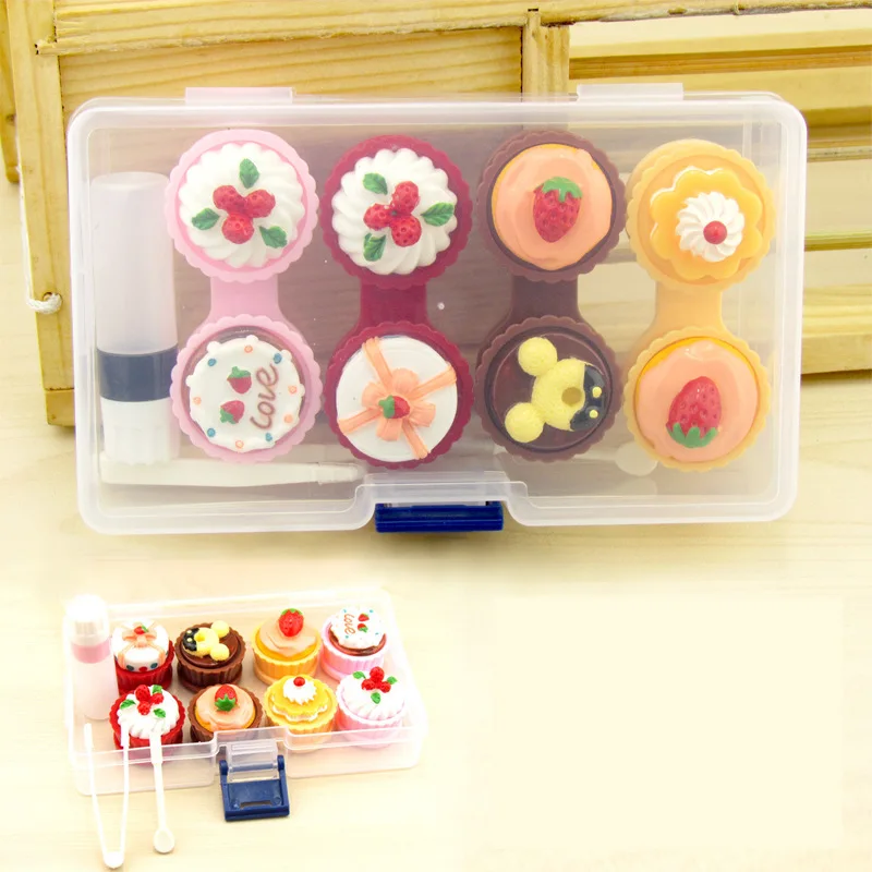 

Fashion Custom Cake Contact Lens Case Cute Contact Lenses Case Container Case Travel Box, Customized