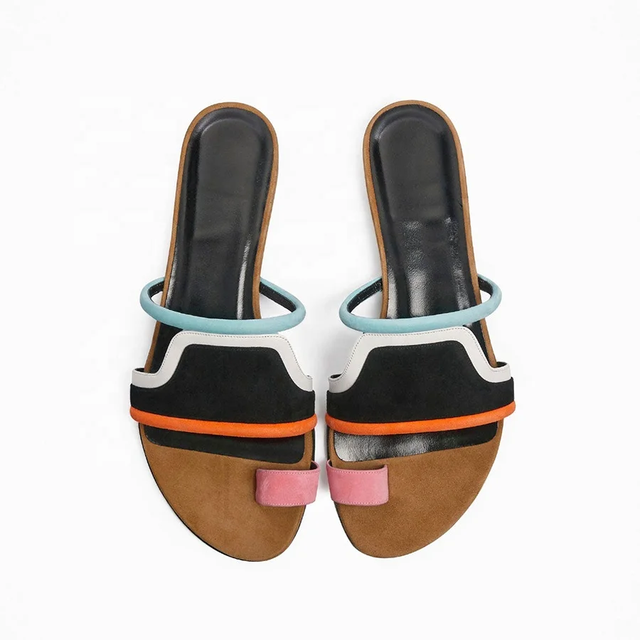 

Genuine leather toe ring flat women sandal shoes 2020 new arrival ladies flat shoes casual