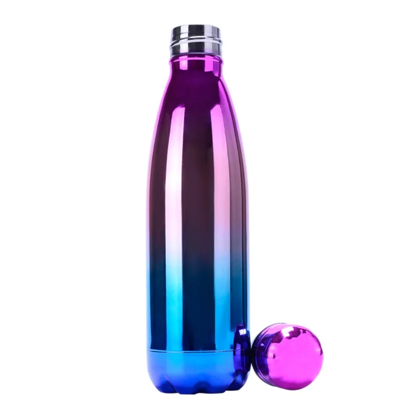 

electroplate cola bottle Optional UV cleaning lid 500ml Double Wall Sport Insulated Custom Stainless Steel cola Bottles