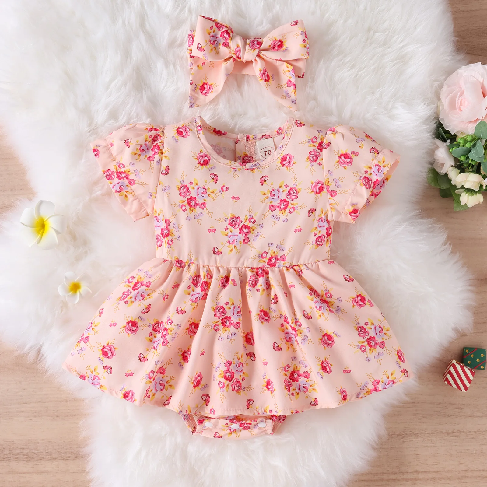 

Summer Newborn Infant Baby Girls floral Romper Playsuit Jumpsuits, As image shown