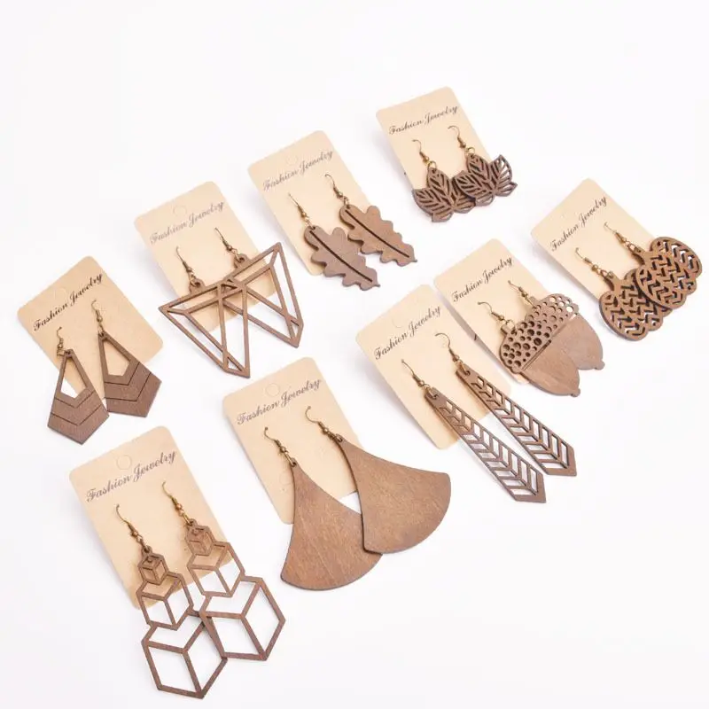 

Luge New Design Custom Wood Earrings Jewelry Wooden Women Statement Earrings For Autumn And Winter