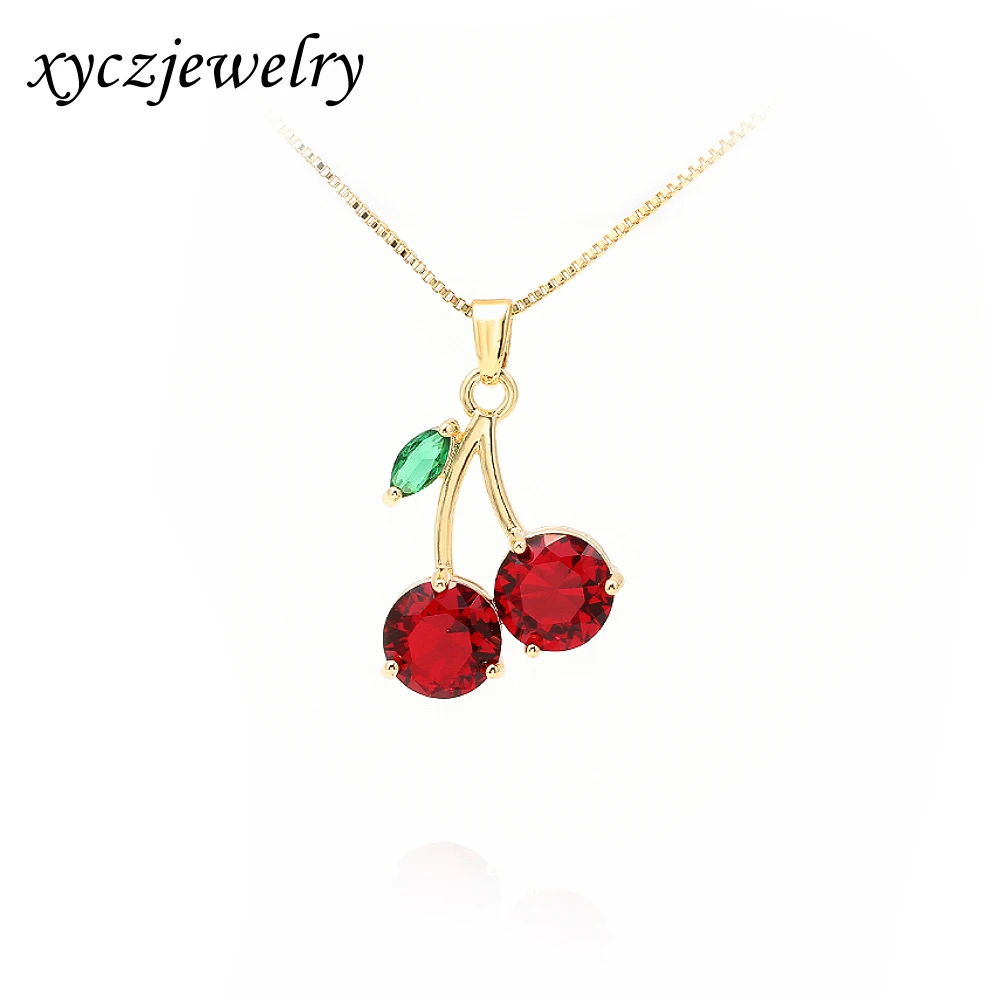 

Xingyu Jewelry European and American Charm Cherry Pendant Necklace Gold Plated 18k, Gold or white