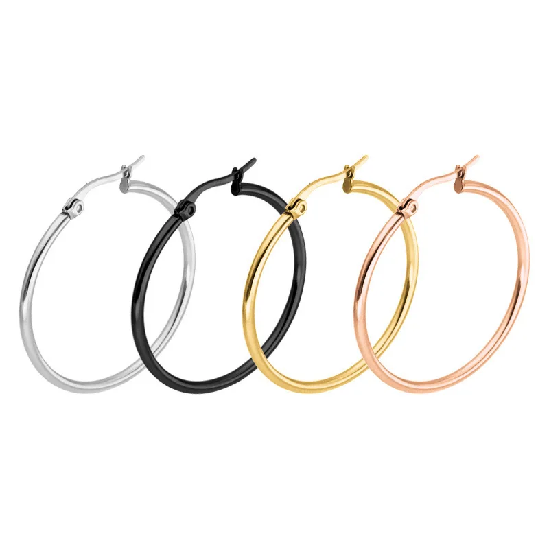 

Exaggerated stainless steel large hoop earrings Simple earrings Punk Large size Women's earrings