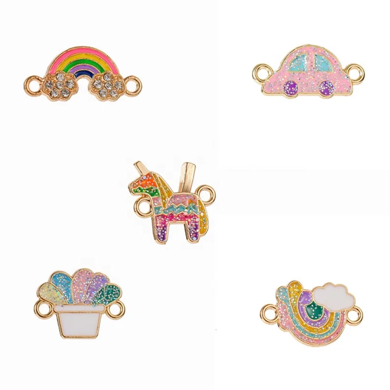 

Cute Mixed Glisten Enamel Rainbow unicorn Charms Pendants For Jewelry Making Glitter Car Charms Pendants Jewelry Accessories, Color