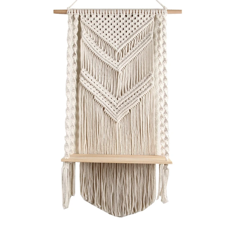 

the macrame wall hanging shelf can be uesed as house decorations and gifts for friends, Cream white or customized