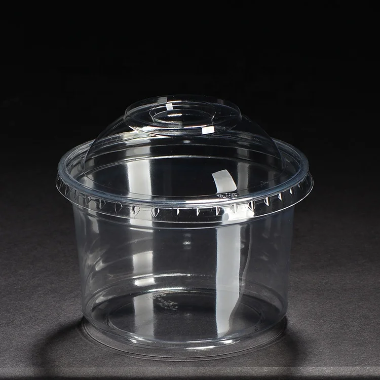 

Disposable composable vegetable fruit salad clear pet plastic dessert cup with lid, Transparent