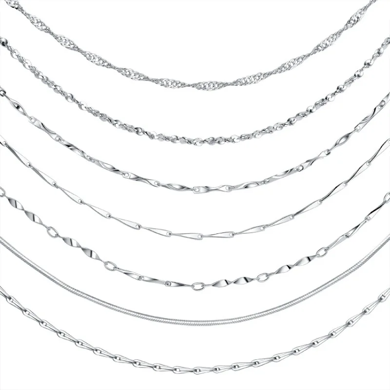 

Different type chains 18k silver plating and rose gold necklace