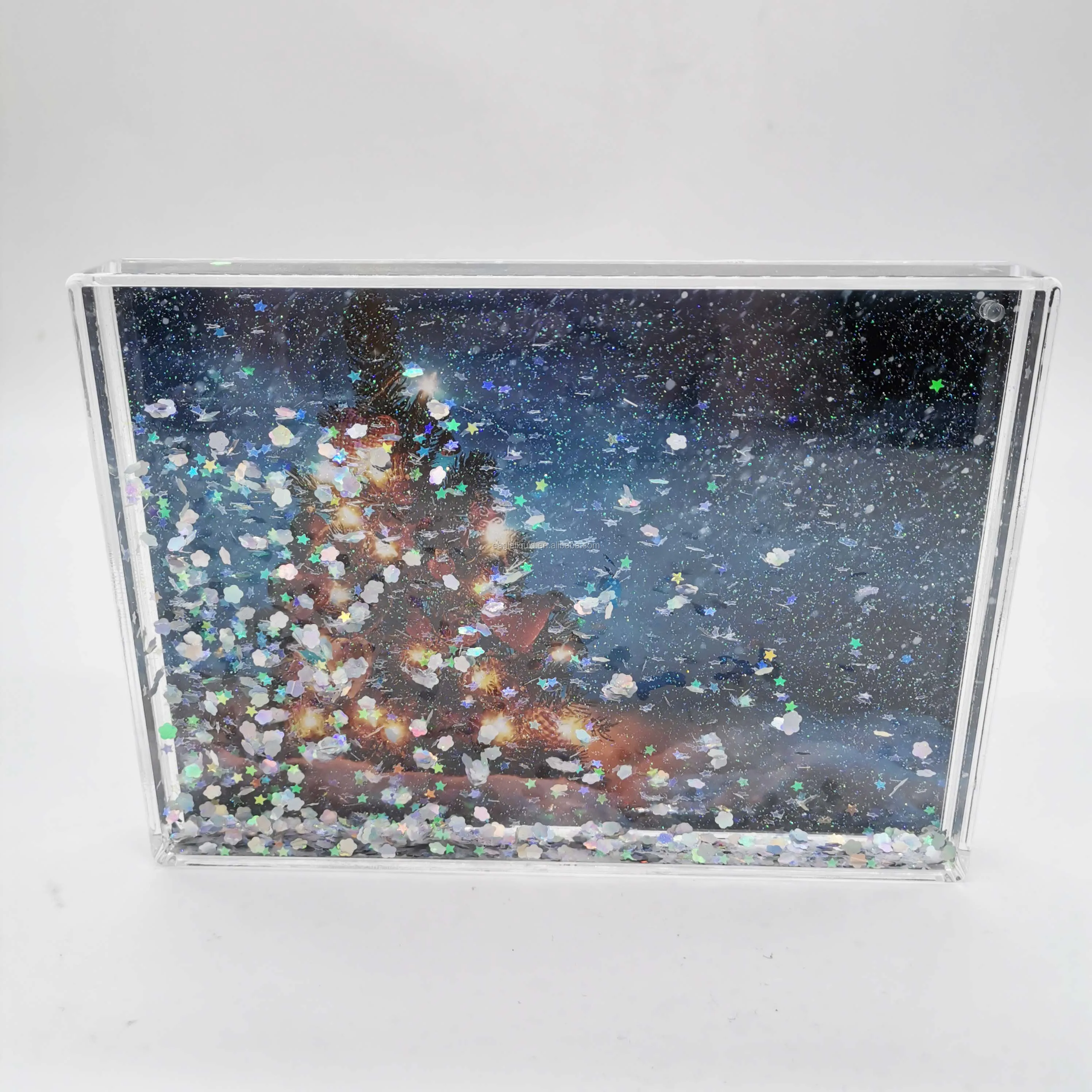 

charming glitter photo frame 2x3 4x6 5x7 rectangular water aqua blox, Clear acrylic, colorful glitters