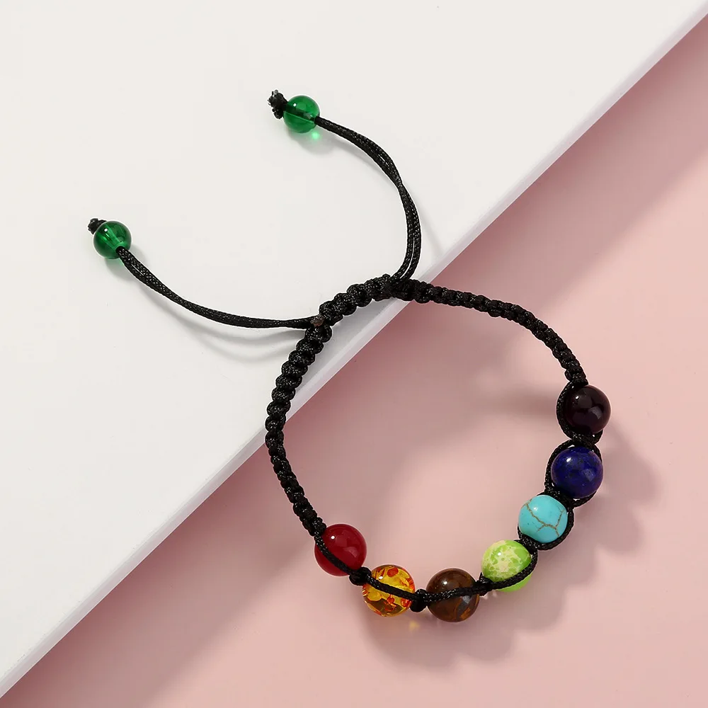 

Custom personality bracelet woven volcano bracelet rainbow chakra bracelet