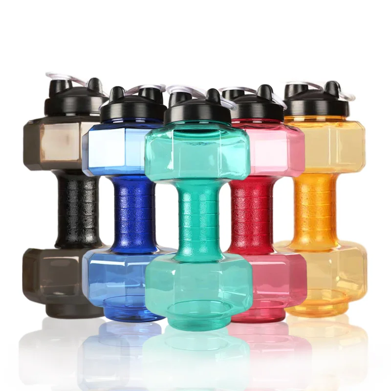 

2.2L 2.6L Eco Friendly Fitness Running Shaker Gym Sport Dumbbell Water Bottles Wholesale, Red, green, black, yellow, blue