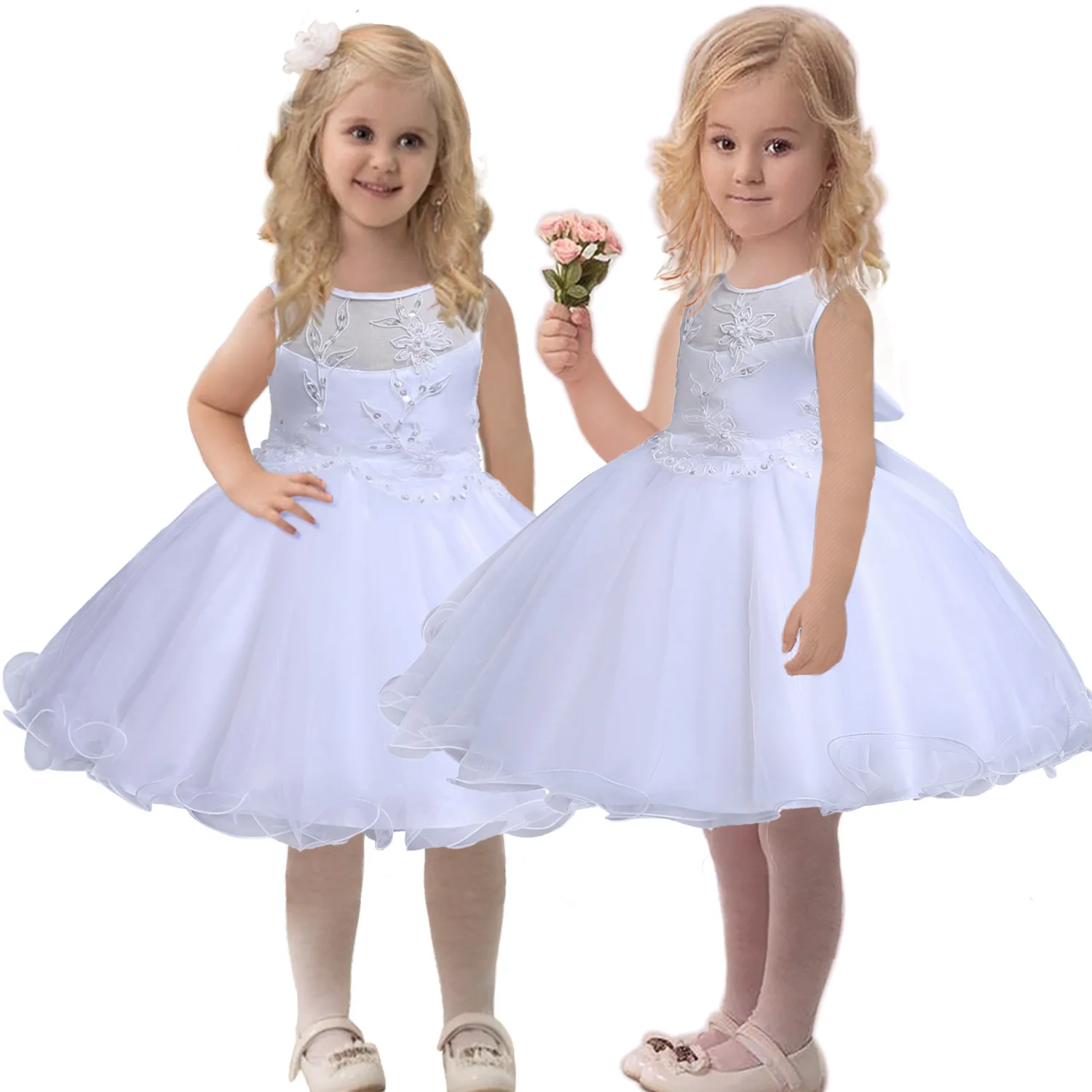

flower children's dress Pure white princess dress