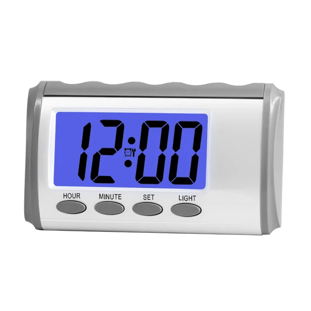 

BM06001 English Spanish Arabic German back light sound Talking LCD Digital Alarm Clock table watch for the blind, Black white silver blue or customize