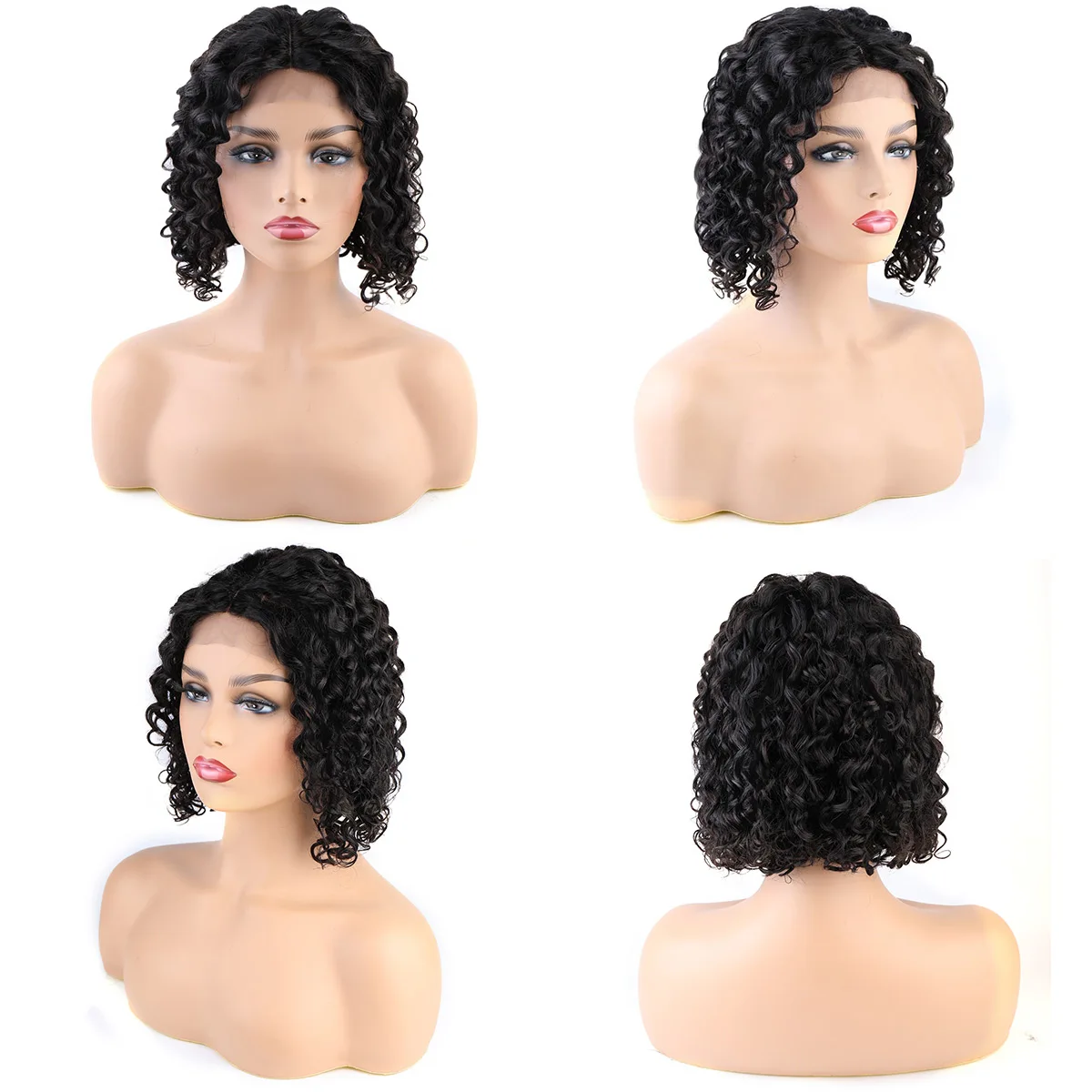 

4x4 Lace Closure Top Wig 130% Mongolian Afro Kinky Curly Brazilian Human Hair Jerry Curl With Baby Hair For Black Women