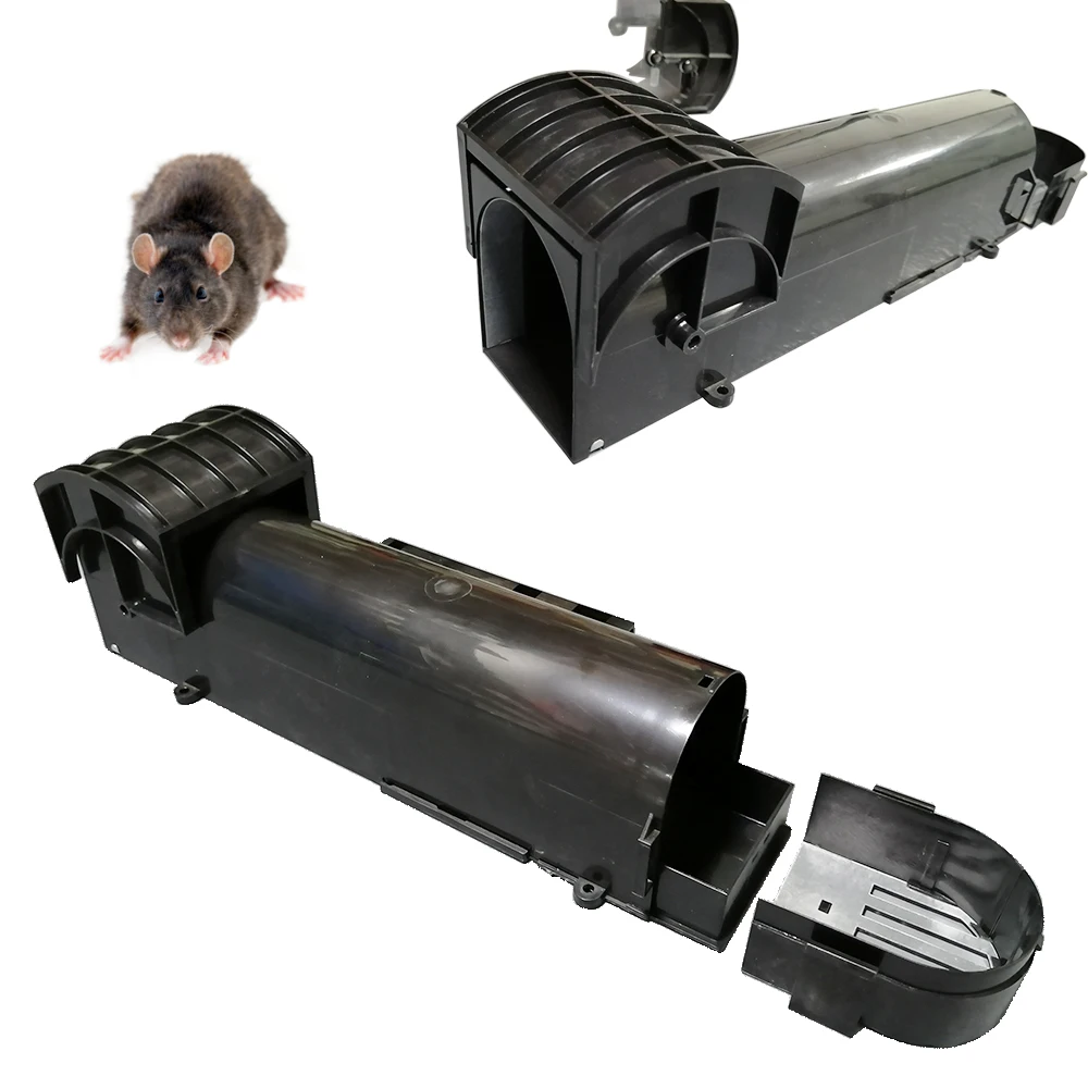 

Black Continuous Mouse Trap Box Catching Live Rat Bait Station Cage, Black or clear