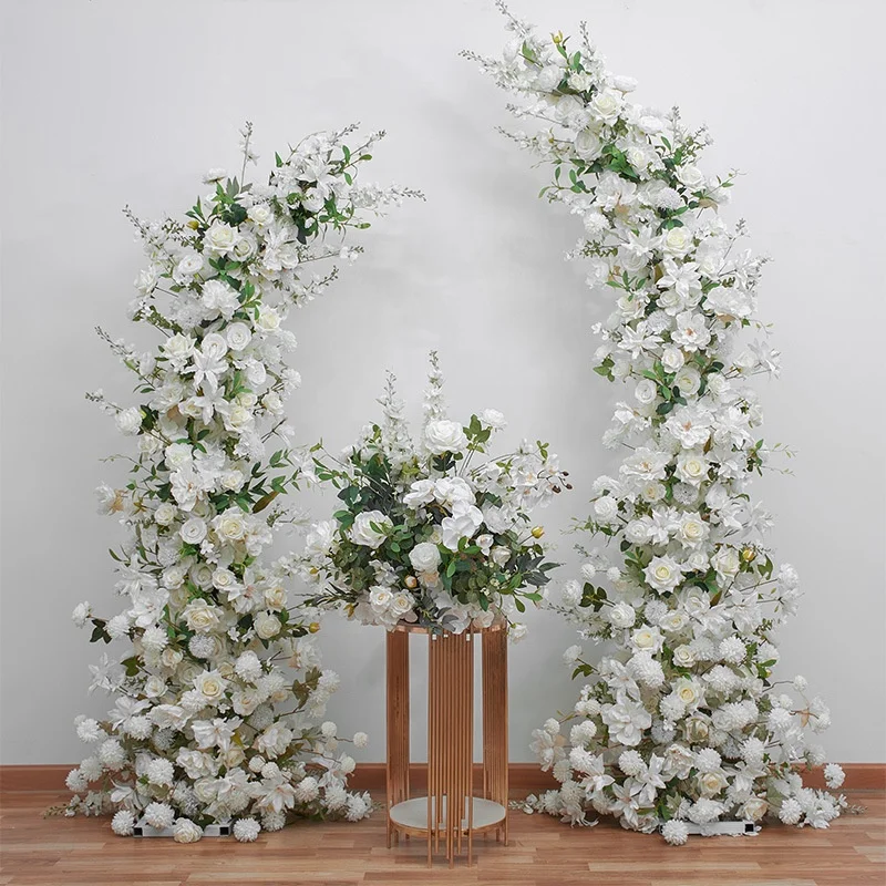 

O-X821 Manufacturer Artificial Flowers Wedding Decor White Pink Wedding Arch Floral Arrangement Party Stage Flower Centerpieces