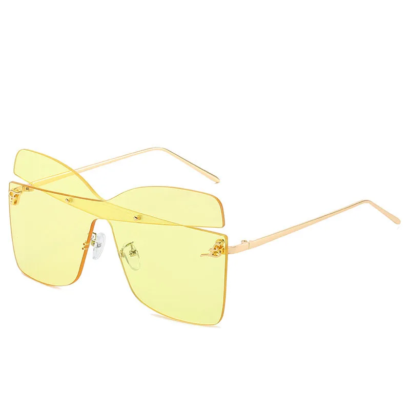 

2021 Occident One Piece Women HD Sun Glasses Frameless Butterfly Sunglasses Party, 6 colors