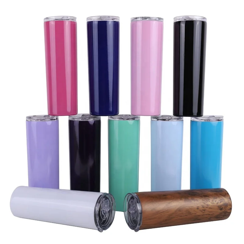 

20oz Sublimation Blanks Slim Tumbler Double Walled Stainless Steel Slim Vacuum Blank Sublimation Cups, Customized colors acceptable