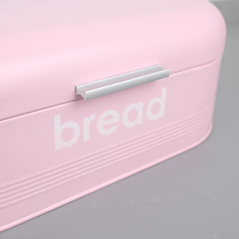 Custom Pink Metal Bread Bin Food Storage Container Bread Storage Box