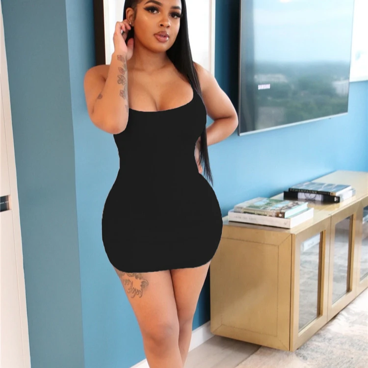 

HOT SALE NEW summer 2021 women fashion knit rib slip bodycon mini dress for women