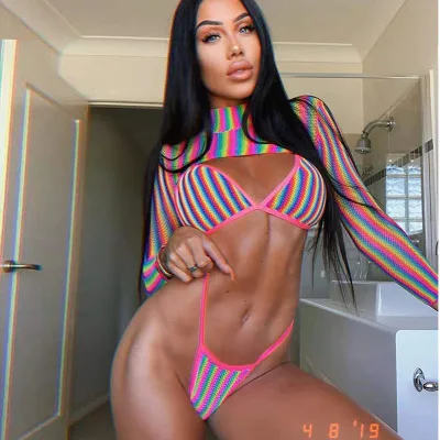 

Barlaycs Summer 2021 Wholesale New Arrival Designer Bikinis Woman Swimwear Three Piece Stripe Hot Sexy Girl Wallpaper Bikini, Pictures showed