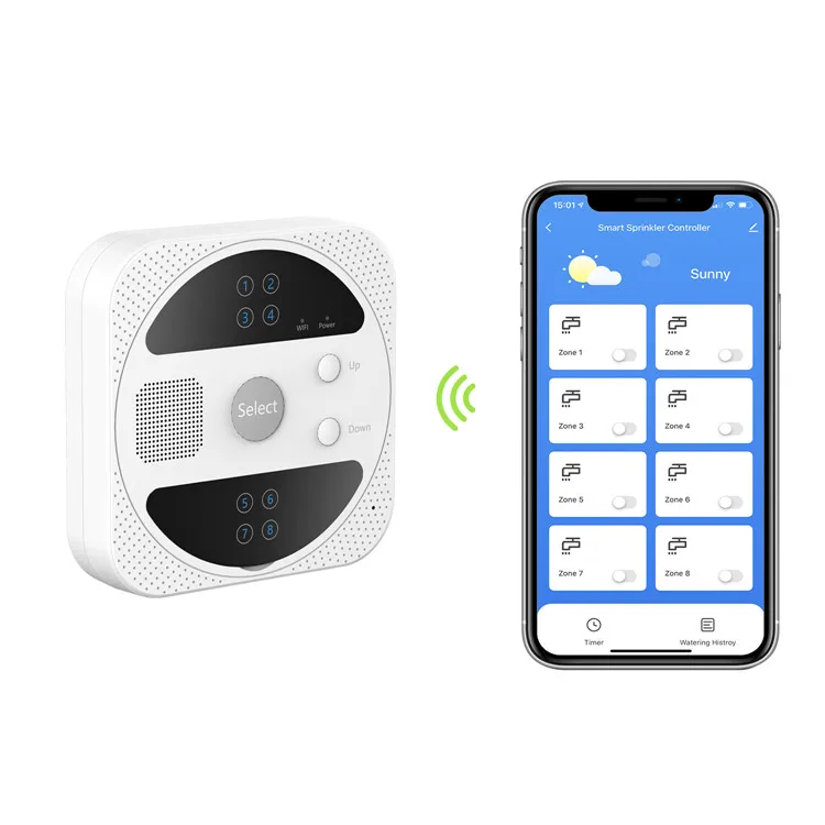 

WiFi Automatic Intelligent Garden Water Timer Smart Phone Remote Garden Irrigation System Electronic Controller App Control, White
