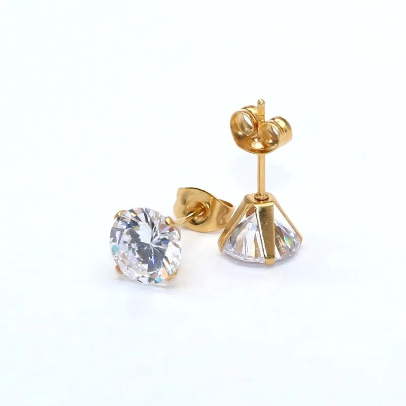 

10k rose real gold 2pieces of 1.5ct 7.5mm round DEF color moissanite stones stud earrings, As picture