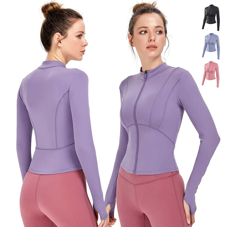 

Running top zip up yoga jacket womens workout long sleeve tops deportivas women exercise tops, Multi-color