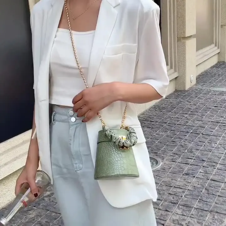 

Fall purse fashion designer handbag alligator Pu leather mini bucket bags cute small luxury handbags for women 2020