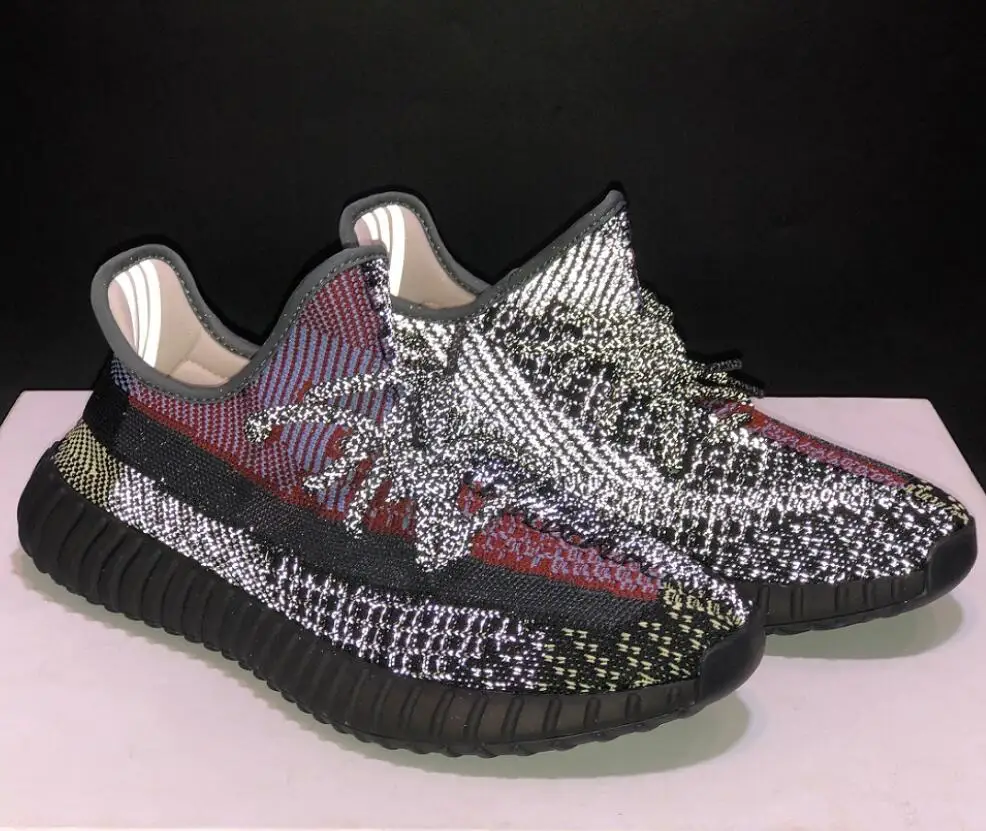 

outlet Yeezy 350 V2 Kanye West Yecheil Reflective Shoes Triple Black For Couples Men's Women's Casual Sneaker Large size US13