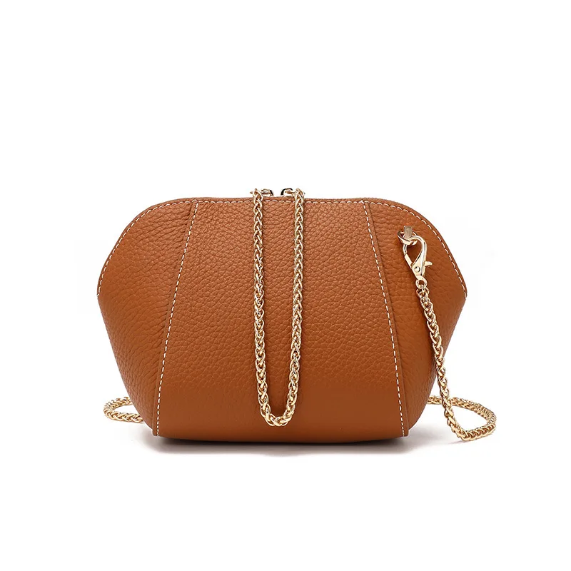 

2021 Ladies Mini Genuine Leather Chain Side Bags Crossbody Phone Shell Bag Purses For Women, Black/brown/light blue ///