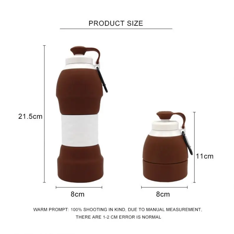 

2021 New products silicon drinking collapsible water bottle/foldable water bottle, Gray, red, green, purple, orange, sky blue, coffee