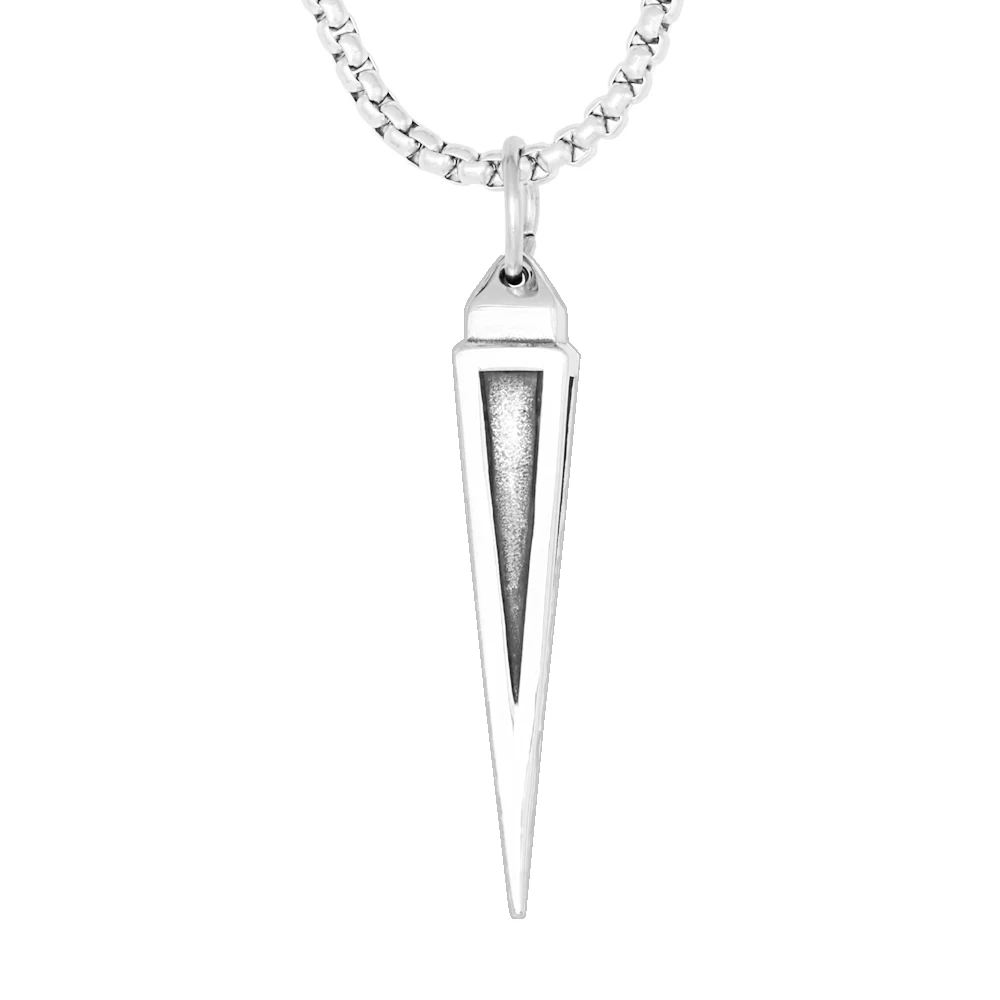 

Wholesale Custom Men Fashion Jewelry Vintage Stainless Steel Triangle Cone Pendant Necklace