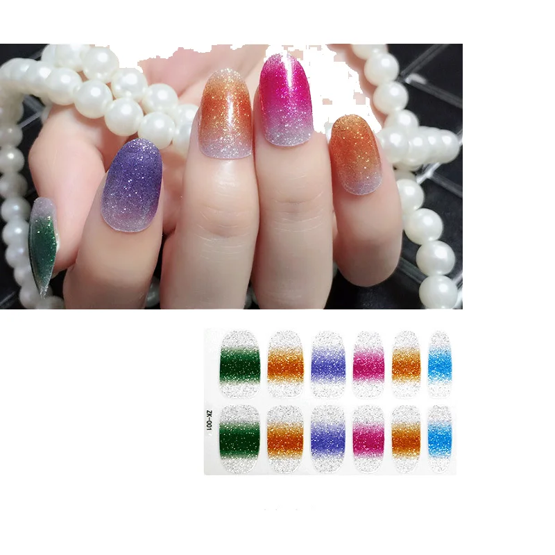 

2021 Hot Sell Colorful Gradient Gel Nail Art Sticker, Picture shows