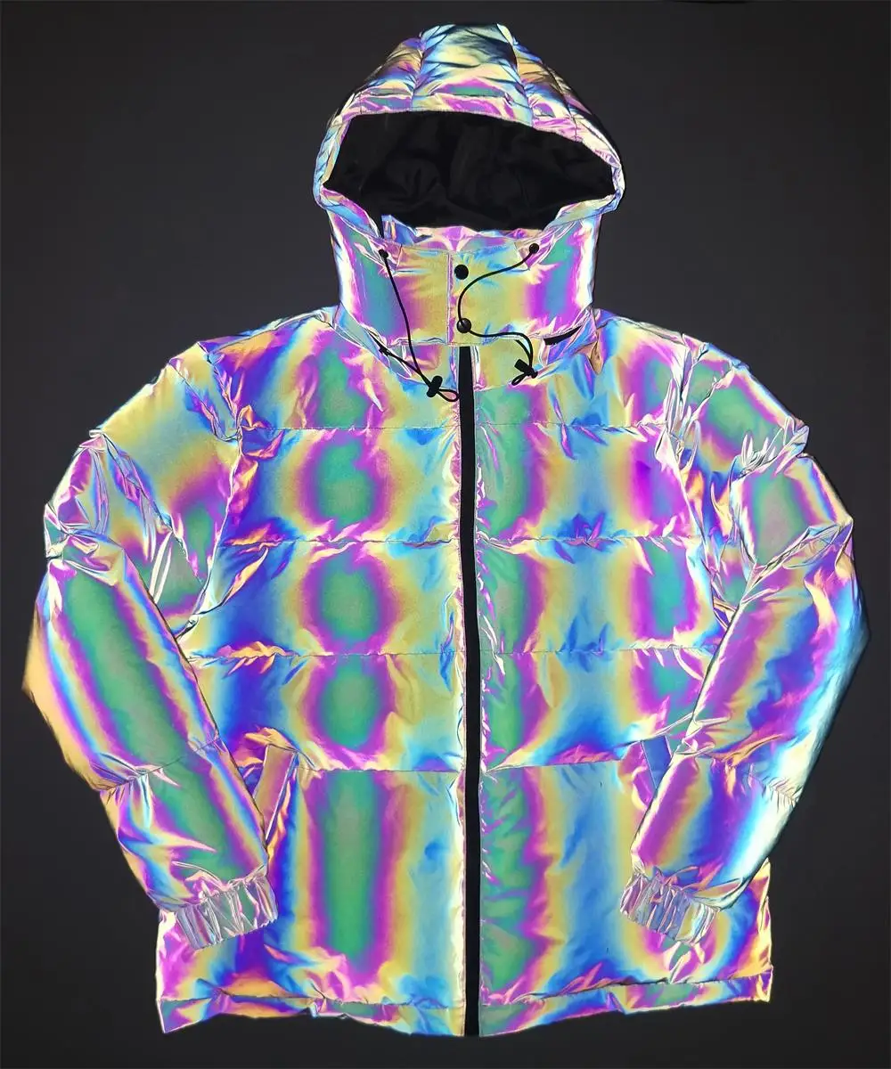 Oem Men's Holographic High End Streetwear Rainbow Reflective Jacket ...