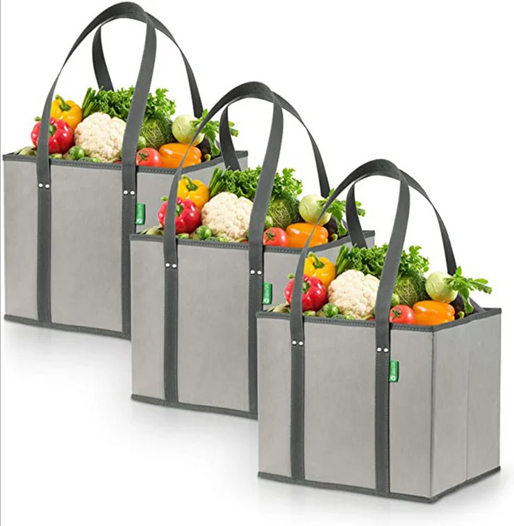 

Reusable Shopping Box Bags Large Quality Heavy Duty Tote Bag Set with Long Handles & Reinforced. Foldable, Collapsible, Customized color