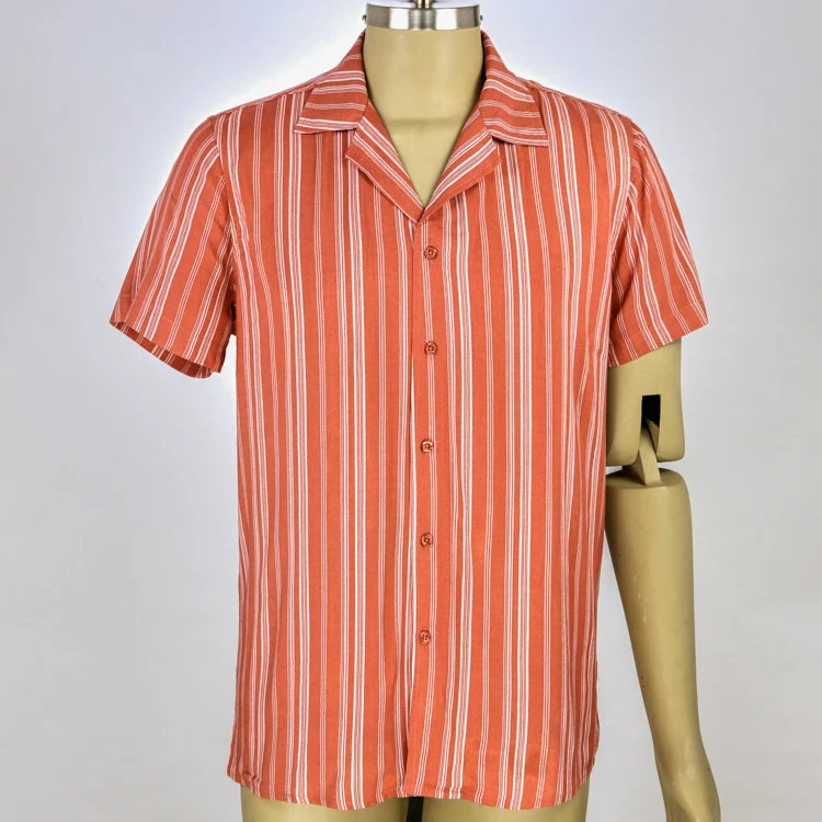 

Wholesale accept oem shirt workout travel striped orange print viscose shirts for men