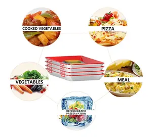 Image of 4pcs Vegetable Fruit Keep Fresh Storage Crisper Cover Creative Food Preservation Tray ,Plastic Food Serving Tray