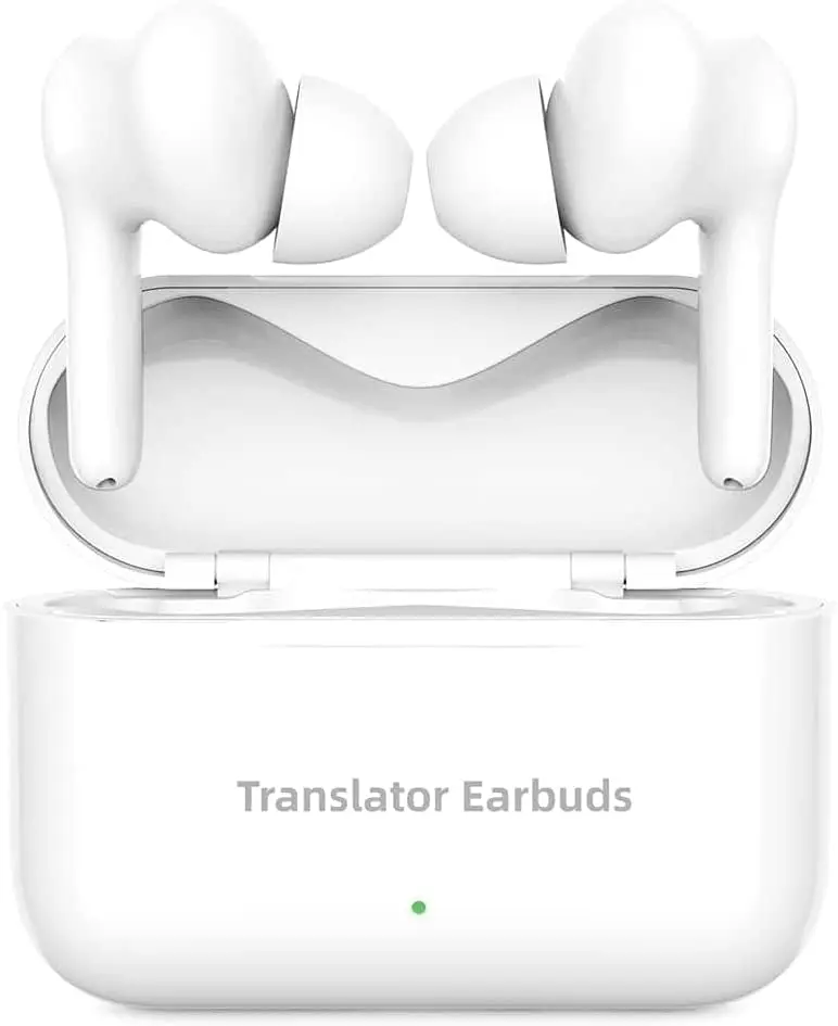 

Language Translate Earbuds Compact Earphones with 125 languages Accents Online offline Instant Translator smart translation, White
