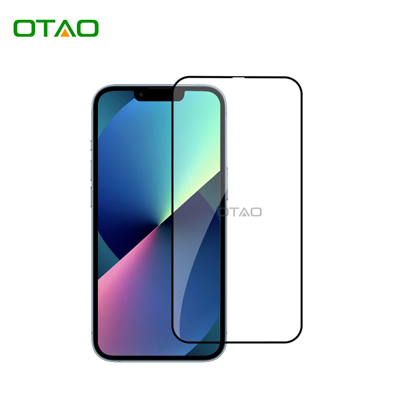 

OTAO Free Design 9H 2.5D Full Glue Tempered Glass For Apple Iphone 13 12 11 Pro Clean Display Invisible Logo Screen Protector