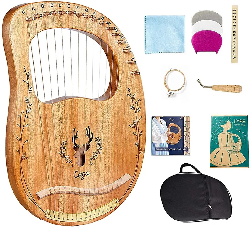 

new 16 strings lyre harp musical instrument sales online, Wood