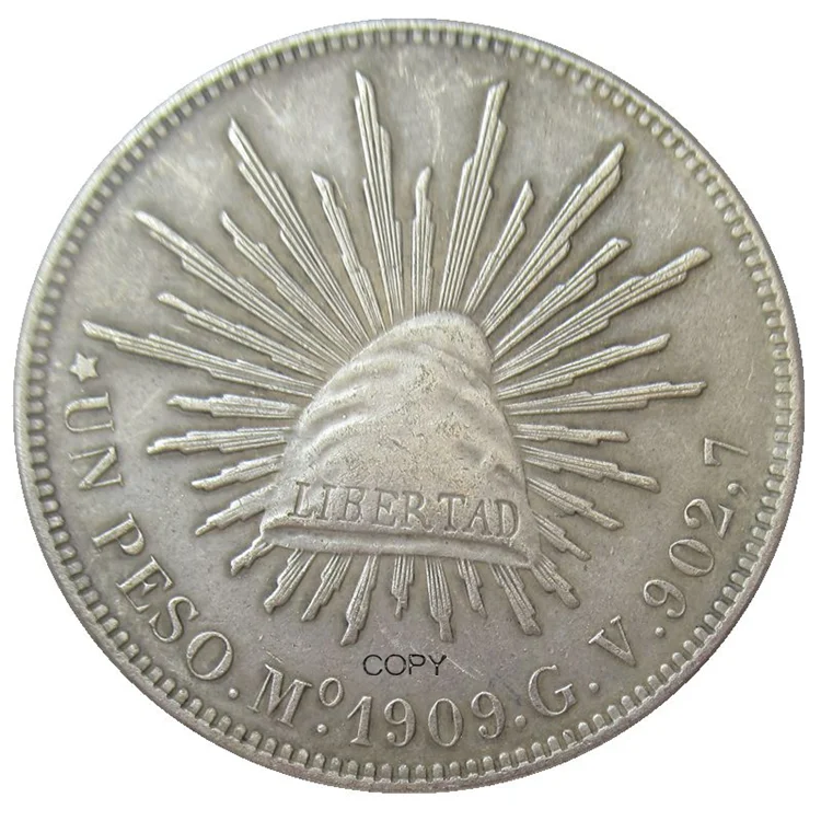 

Wholesale Silver Plated Reproduction 1909 Mexico 1 Peso Custom Commemorative Coins