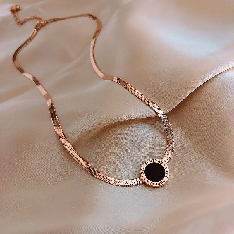 
fashion trendy jewelry stainless steel gold plated necklace women 