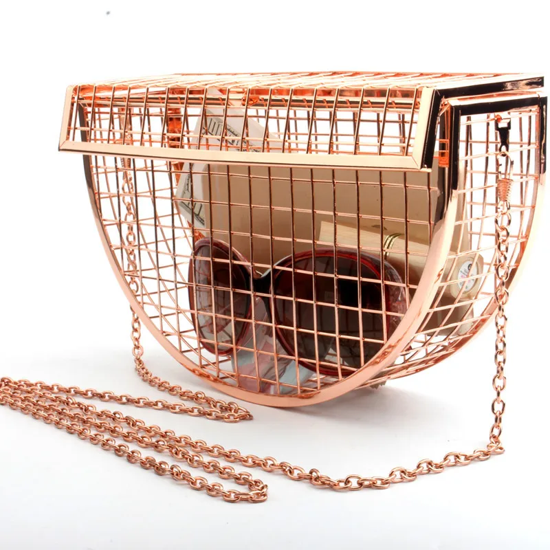 

Women's Clutch Cage purse handbag Shoulder Horizontal Bag Women's Personality Features Semicircular Geometric Evening Bag, Customized