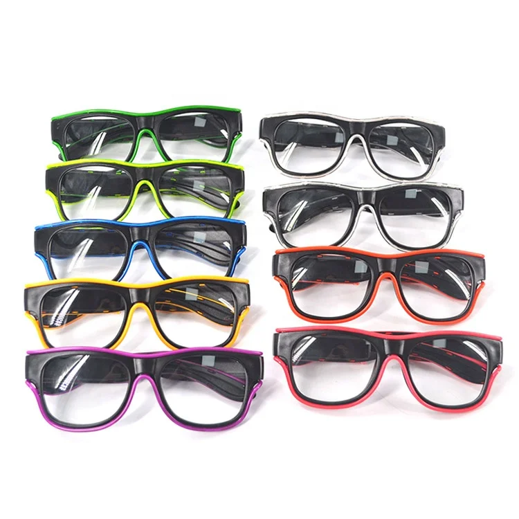 
Wireless Light Up Flashing LED Neon Rave Glasses Glow In Dark El Wire Sunglasses 
