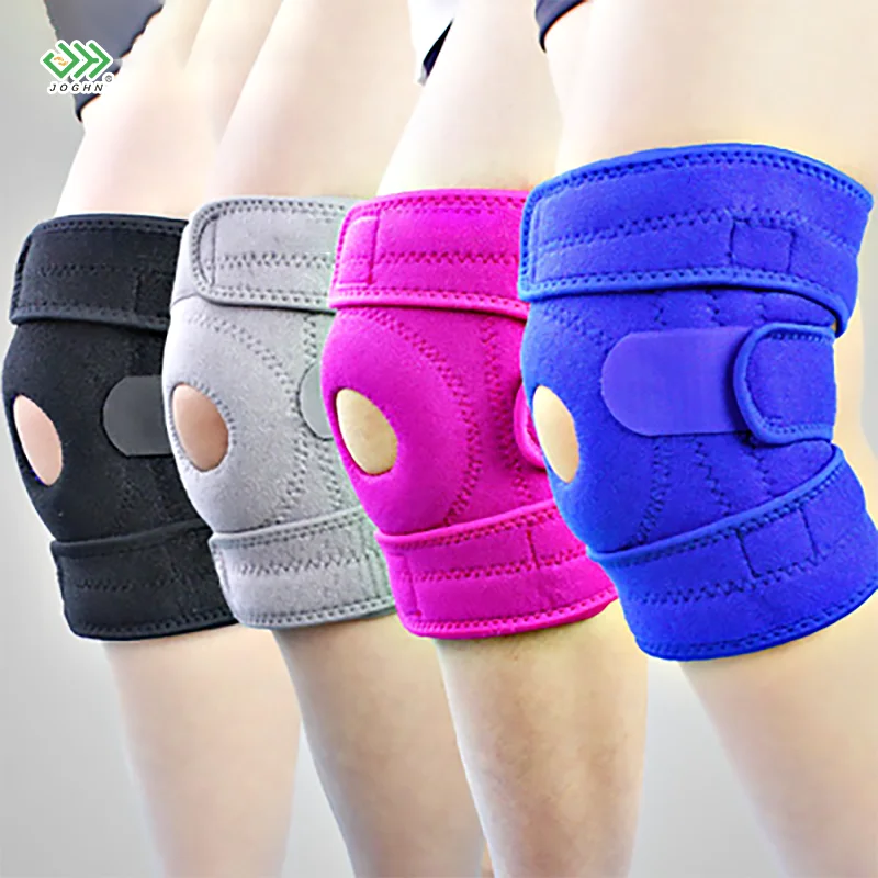 

JOGHN Elastic Knee Pad Support Brace Adjustable Knee Support Protective Safety Knee Sleeve For Basketball, Black/blue/pink/gray